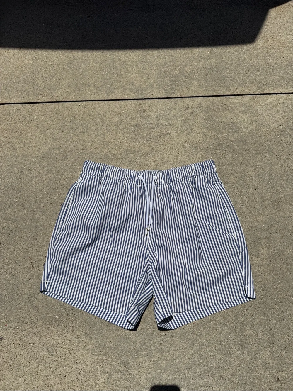 Abercrombie & Fitch Navy and White Striped Athletic Shorts